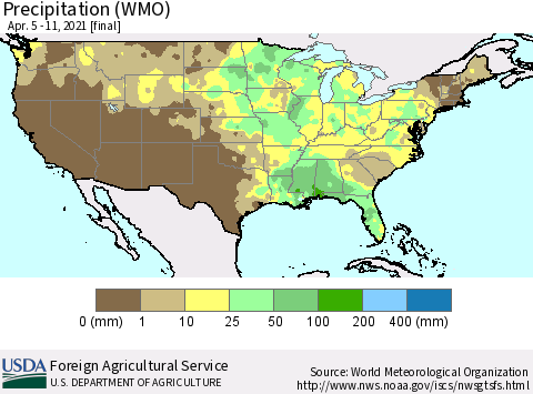 United States Precipitation (WMO) Thematic Map For 4/5/2021 - 4/11/2021