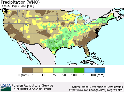 United States Precipitation (WMO) Thematic Map For 4/26/2021 - 5/2/2021