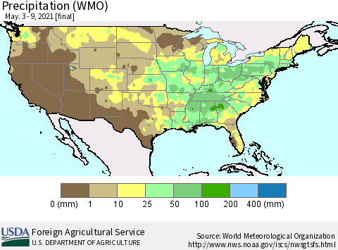 United States Precipitation (WMO) Thematic Map For 5/3/2021 - 5/9/2021