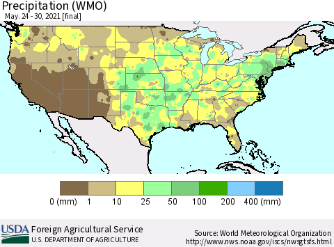 United States Precipitation (WMO) Thematic Map For 5/24/2021 - 5/30/2021