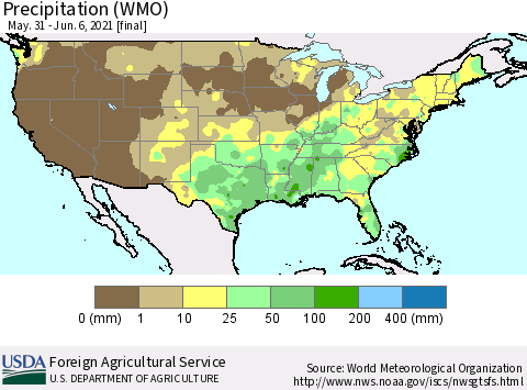 United States Precipitation (WMO) Thematic Map For 5/31/2021 - 6/6/2021