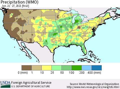 United States Precipitation (WMO) Thematic Map For 6/21/2021 - 6/27/2021