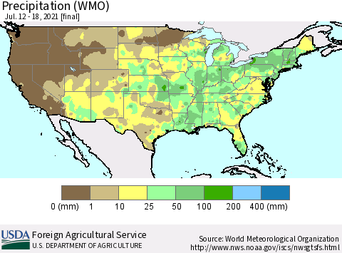 United States Precipitation (WMO) Thematic Map For 7/12/2021 - 7/18/2021