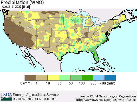 United States Precipitation (WMO) Thematic Map For 8/2/2021 - 8/8/2021
