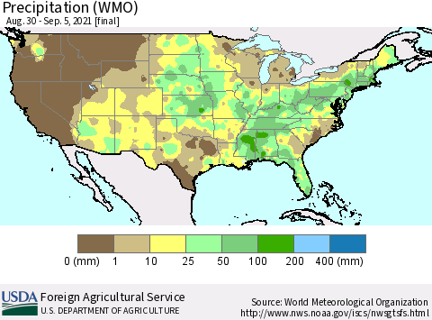 United States Precipitation (WMO) Thematic Map For 8/30/2021 - 9/5/2021