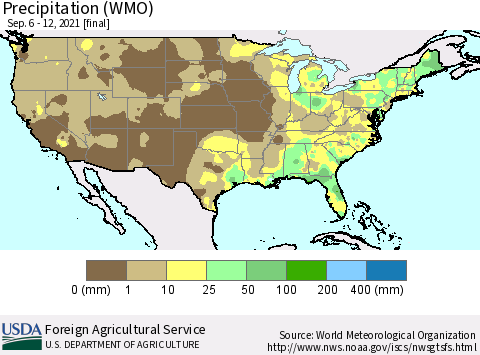 United States Precipitation (WMO) Thematic Map For 9/6/2021 - 9/12/2021