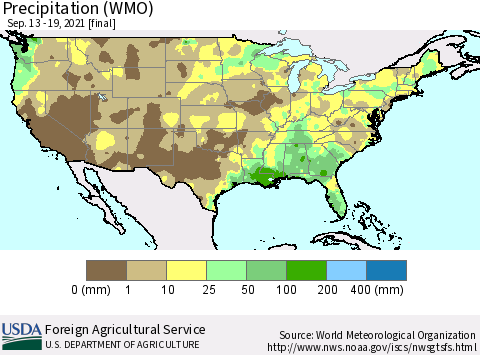 United States Precipitation (WMO) Thematic Map For 9/13/2021 - 9/19/2021