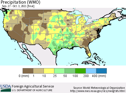 United States Precipitation (WMO) Thematic Map For 9/27/2021 - 10/3/2021