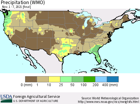United States Precipitation (WMO) Thematic Map For 11/1/2021 - 11/7/2021