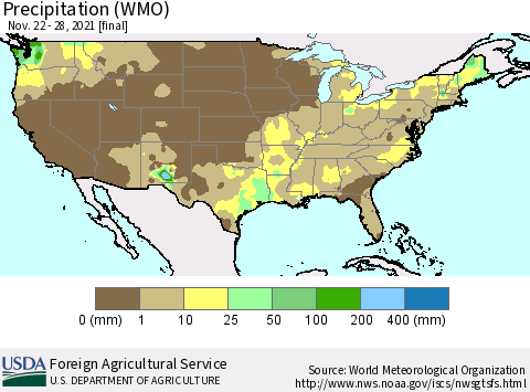 United States Precipitation (WMO) Thematic Map For 11/22/2021 - 11/28/2021