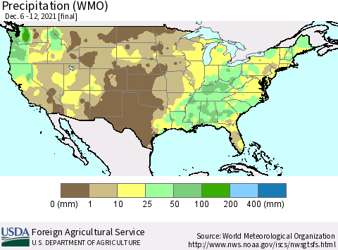 United States Precipitation (WMO) Thematic Map For 12/6/2021 - 12/12/2021
