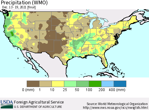 United States Precipitation (WMO) Thematic Map For 12/13/2021 - 12/19/2021
