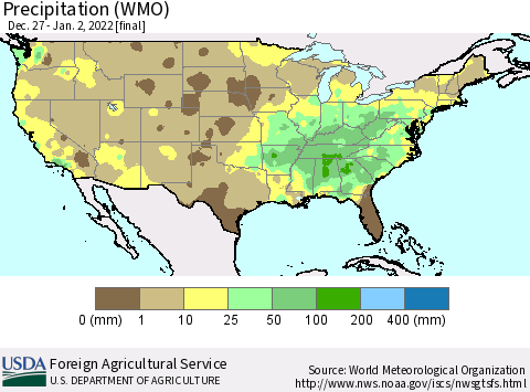 United States Precipitation (WMO) Thematic Map For 12/27/2021 - 1/2/2022