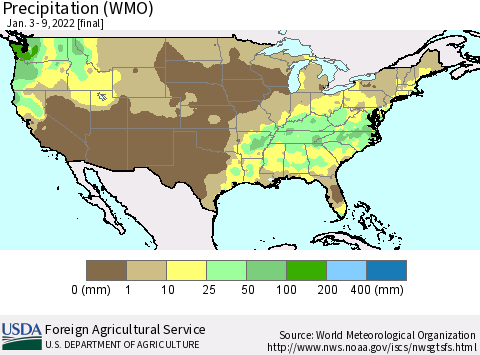 United States Precipitation (WMO) Thematic Map For 1/3/2022 - 1/9/2022