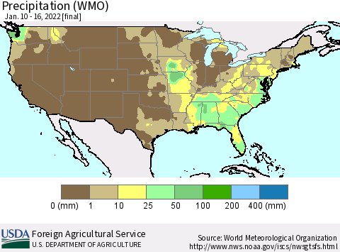 United States Precipitation (WMO) Thematic Map For 1/10/2022 - 1/16/2022