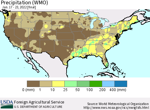 United States Precipitation (WMO) Thematic Map For 1/17/2022 - 1/23/2022