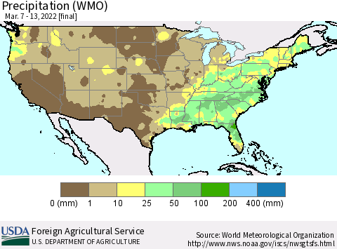 United States Precipitation (WMO) Thematic Map For 3/7/2022 - 3/13/2022