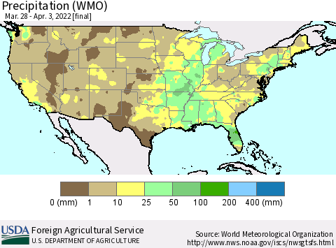 United States Precipitation (WMO) Thematic Map For 3/28/2022 - 4/3/2022