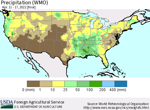 United States Precipitation (WMO) Thematic Map For 4/11/2022 - 4/17/2022