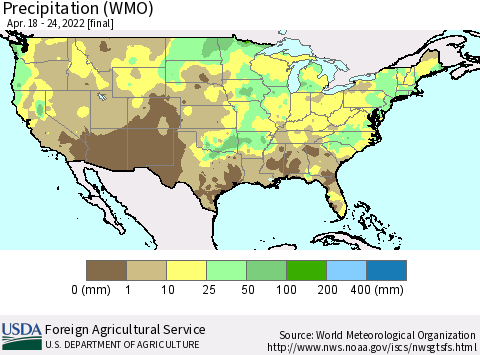 United States Precipitation (WMO) Thematic Map For 4/18/2022 - 4/24/2022