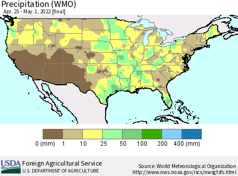 United States Precipitation (WMO) Thematic Map For 4/25/2022 - 5/1/2022