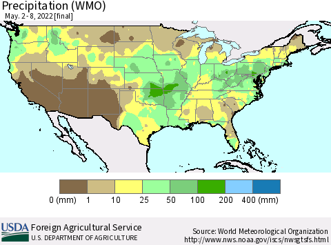 United States Precipitation (WMO) Thematic Map For 5/2/2022 - 5/8/2022