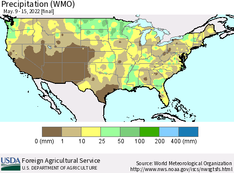 United States Precipitation (WMO) Thematic Map For 5/9/2022 - 5/15/2022