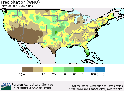 United States Precipitation (WMO) Thematic Map For 5/30/2022 - 6/5/2022