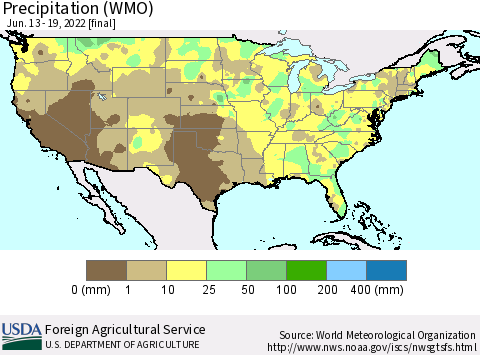 United States Precipitation (WMO) Thematic Map For 6/13/2022 - 6/19/2022