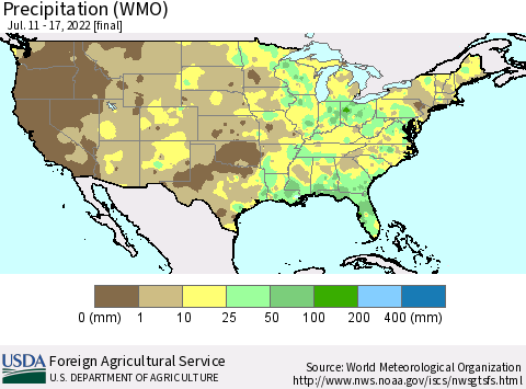 United States Precipitation (WMO) Thematic Map For 7/11/2022 - 7/17/2022