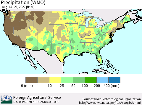 United States Precipitation (WMO) Thematic Map For 8/15/2022 - 8/21/2022