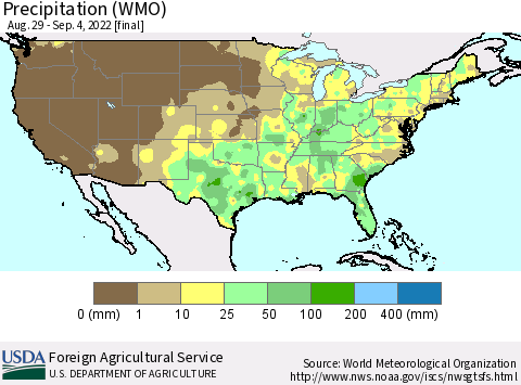 United States Precipitation (WMO) Thematic Map For 8/29/2022 - 9/4/2022