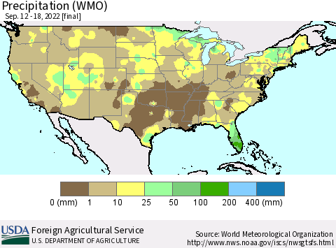 United States Precipitation (WMO) Thematic Map For 9/12/2022 - 9/18/2022
