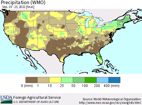 United States Precipitation (WMO) Thematic Map For 9/19/2022 - 9/25/2022