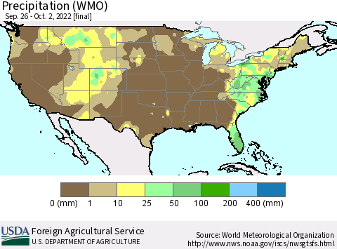 United States Precipitation (WMO) Thematic Map For 9/26/2022 - 10/2/2022