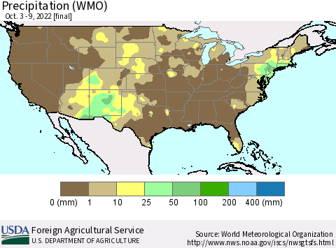 United States Precipitation (WMO) Thematic Map For 10/3/2022 - 10/9/2022