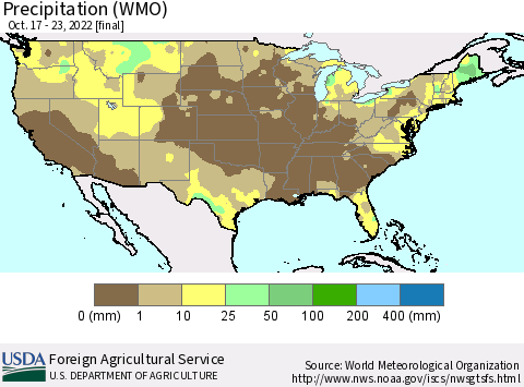 United States Precipitation (WMO) Thematic Map For 10/17/2022 - 10/23/2022