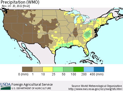 United States Precipitation (WMO) Thematic Map For 11/14/2022 - 11/20/2022
