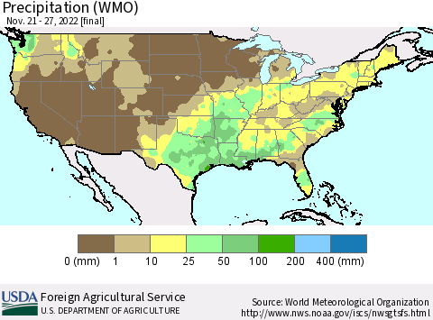 United States Precipitation (WMO) Thematic Map For 11/21/2022 - 11/27/2022