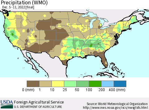 United States Precipitation (WMO) Thematic Map For 12/5/2022 - 12/11/2022