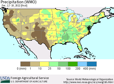United States Precipitation (WMO) Thematic Map For 12/12/2022 - 12/18/2022