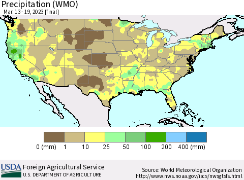 United States Precipitation (WMO) Thematic Map For 3/13/2023 - 3/19/2023