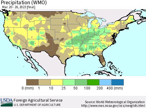 United States Precipitation (WMO) Thematic Map For 3/20/2023 - 3/26/2023