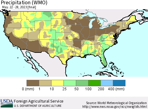 United States Precipitation (WMO) Thematic Map For 5/22/2023 - 5/28/2023