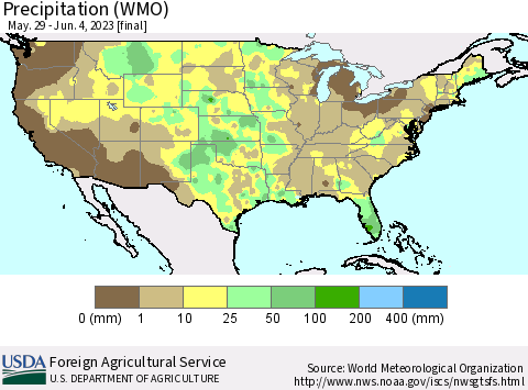 United States Precipitation (WMO) Thematic Map For 5/29/2023 - 6/4/2023