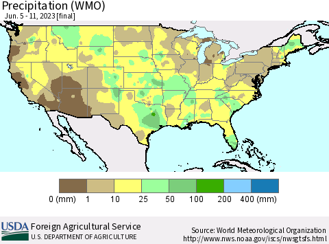 United States Precipitation (WMO) Thematic Map For 6/5/2023 - 6/11/2023