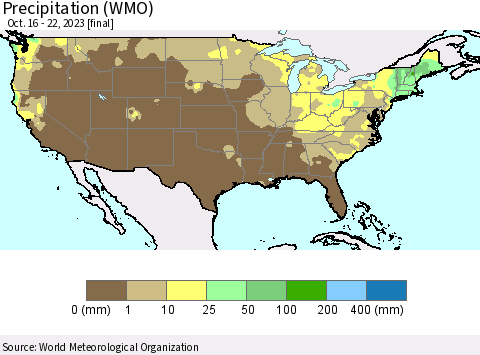 United States Precipitation (WMO) Thematic Map For 10/16/2023 - 10/22/2023