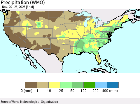 United States Precipitation (WMO) Thematic Map For 11/20/2023 - 11/26/2023