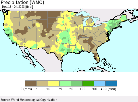 United States Precipitation (WMO) Thematic Map For 12/18/2023 - 12/24/2023