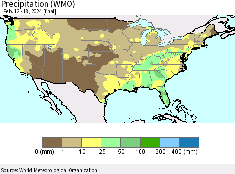 United States Precipitation (WMO) Thematic Map For 2/12/2024 - 2/18/2024